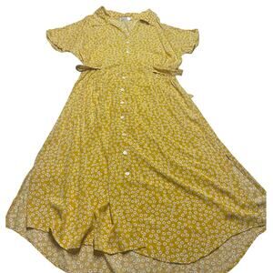 Shibever Boho-Chic Yellow Floral Dress - Size Medium